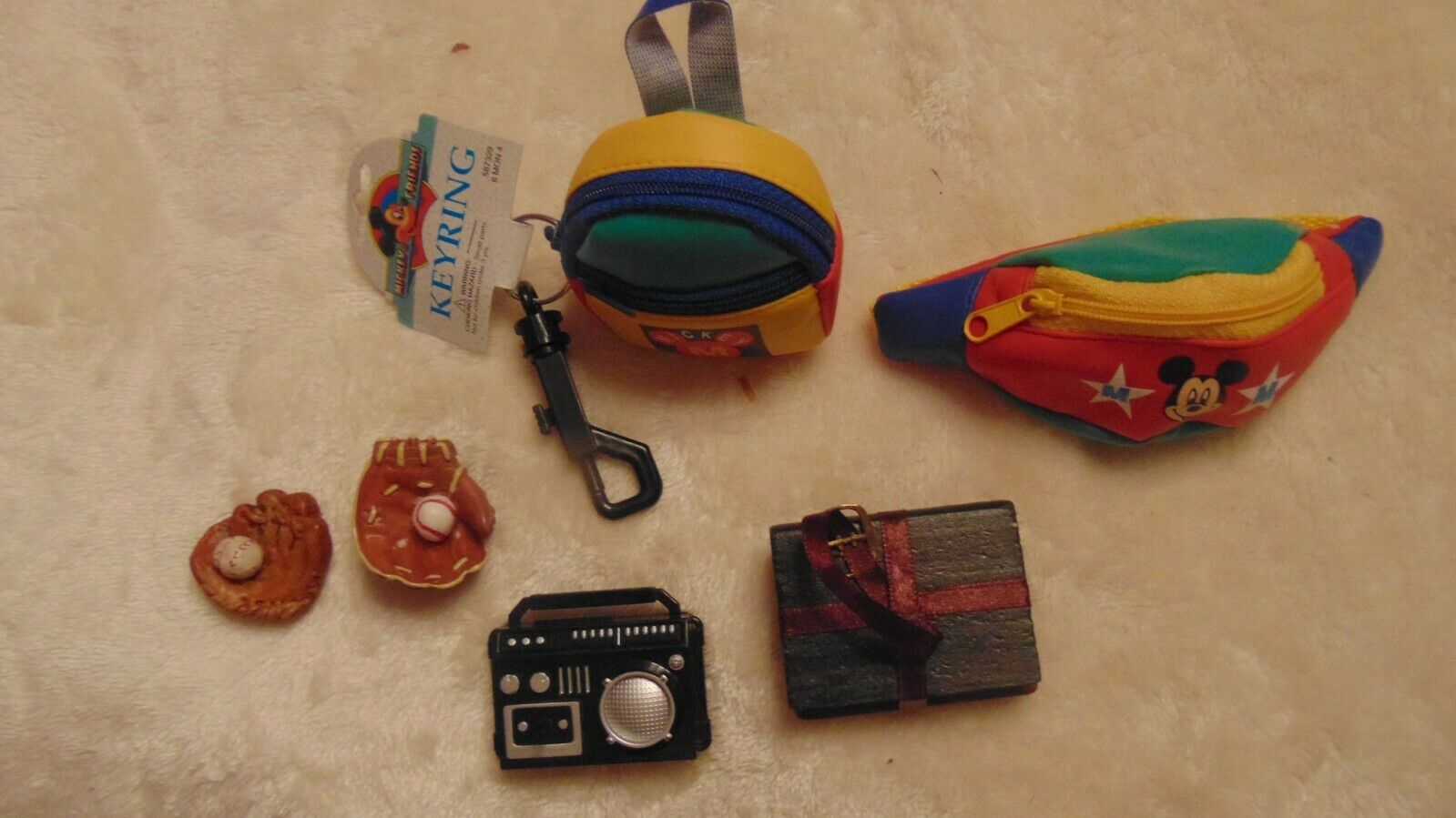 Items For Bear Doll Boom Box Resin Glove & Ball Backpack & Fanny Pack Key Rings