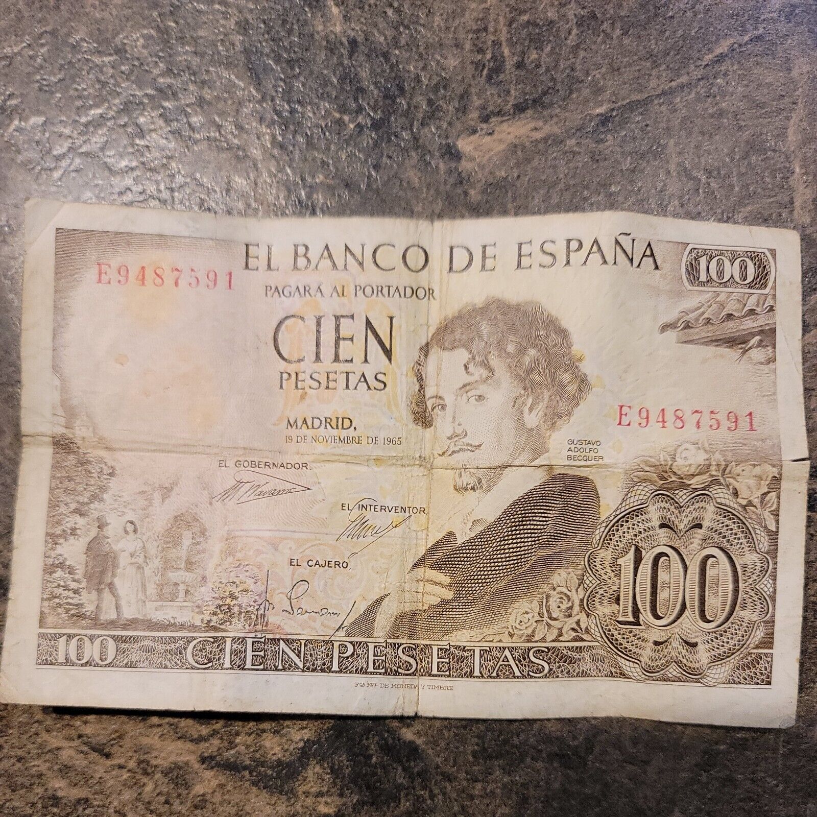 Spain 🇪🇸 Espana 100 Pesetas Banknote 1965 Au Currency Paper Money
