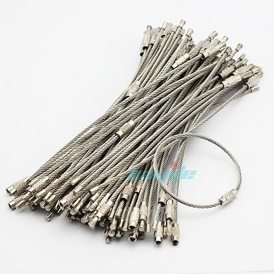 Wholesale 100pcs 6" Stainless Steel Wire Cable Keychain Key Chains Rings Bulk Us