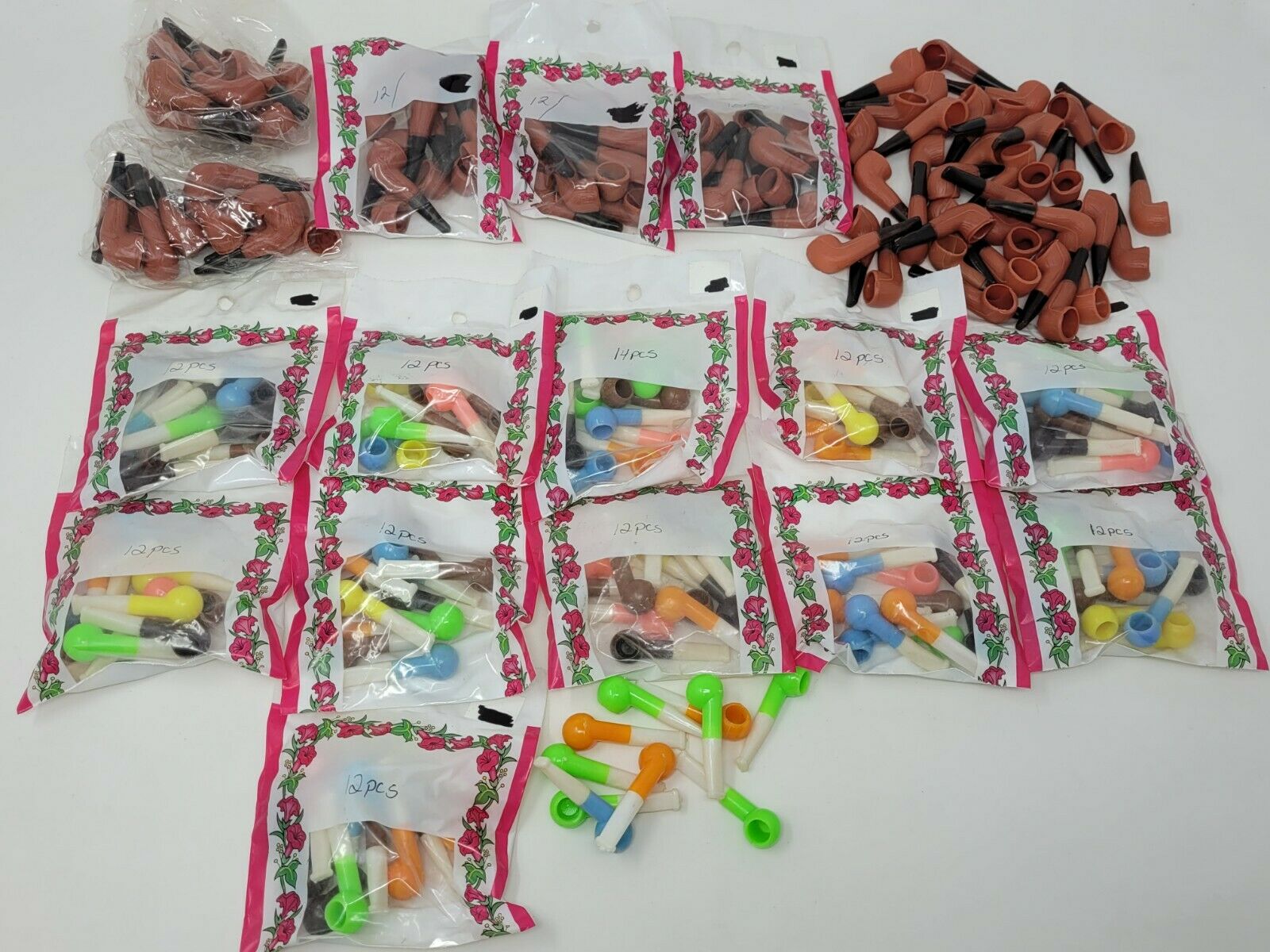 Wholesale Lot Vtg Dollhouse Miniature Assorted Plastic Tobacco Pipes Hong Kong