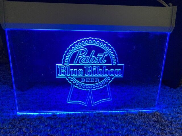 Pabst Blue Ribbon Beer Sign - Lighted - Clear Acrylic (missing Chain)