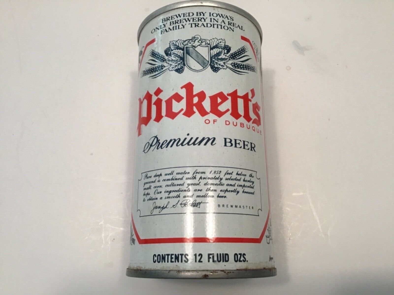 Vintage Pickett’s Steel Beer Can With Pull Tab Bottom Open