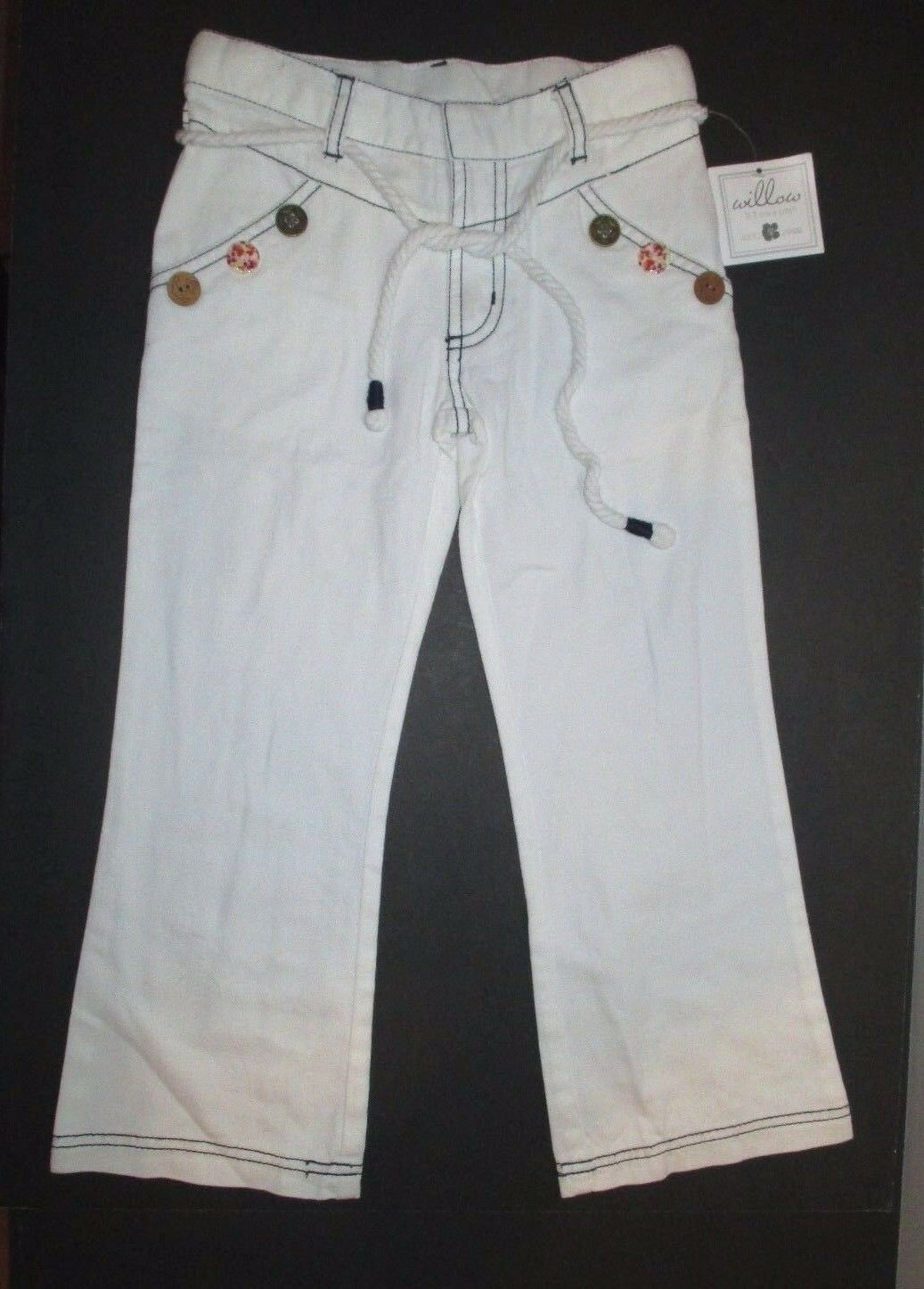New Nwt Girls Willow Blossom White Nautical Rope Belt Pants Size 5