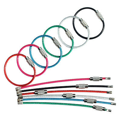 12pcs 6" Stainless Steel Wire Keychain Cable Key Ring Chains Luggage Tags Loops