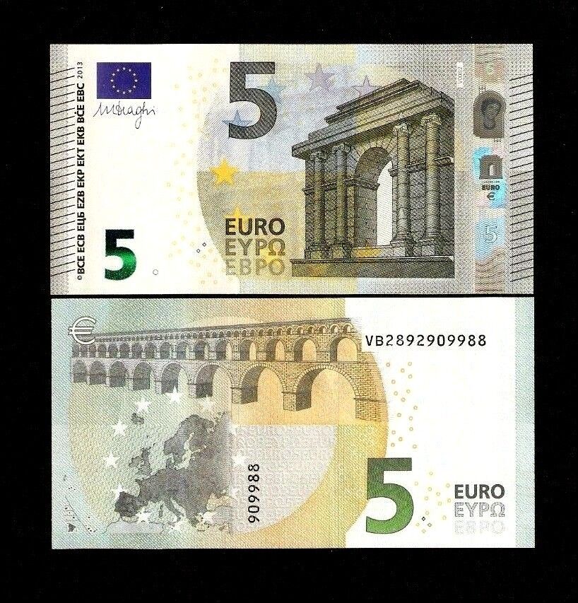 Spain European Union 5 Euros, Europe 2013 (vb) Series Sign.m.draghi Unc Banknote