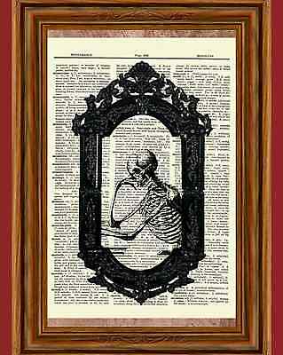 Goth Skeleton Mirror Dictionary Picture Story Art Print Gothic Poster