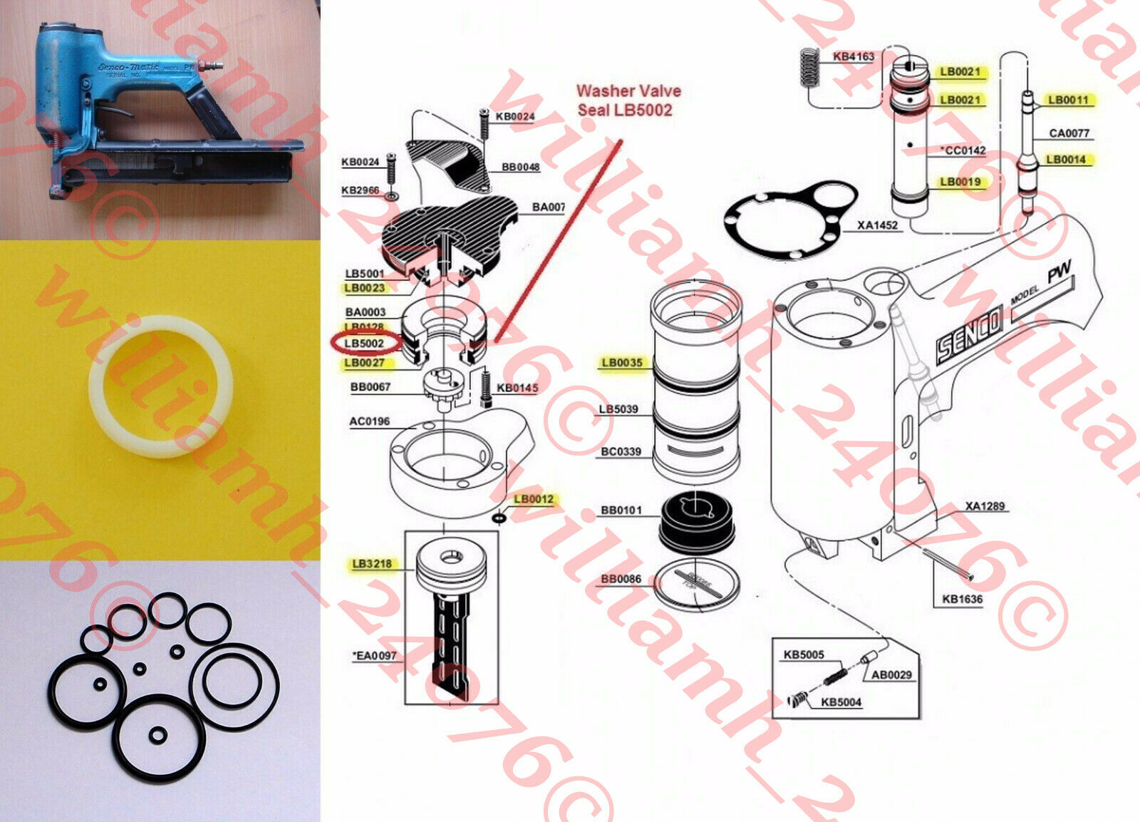 Senco Stapler Pw O-ring Kit + Seal Lb5002