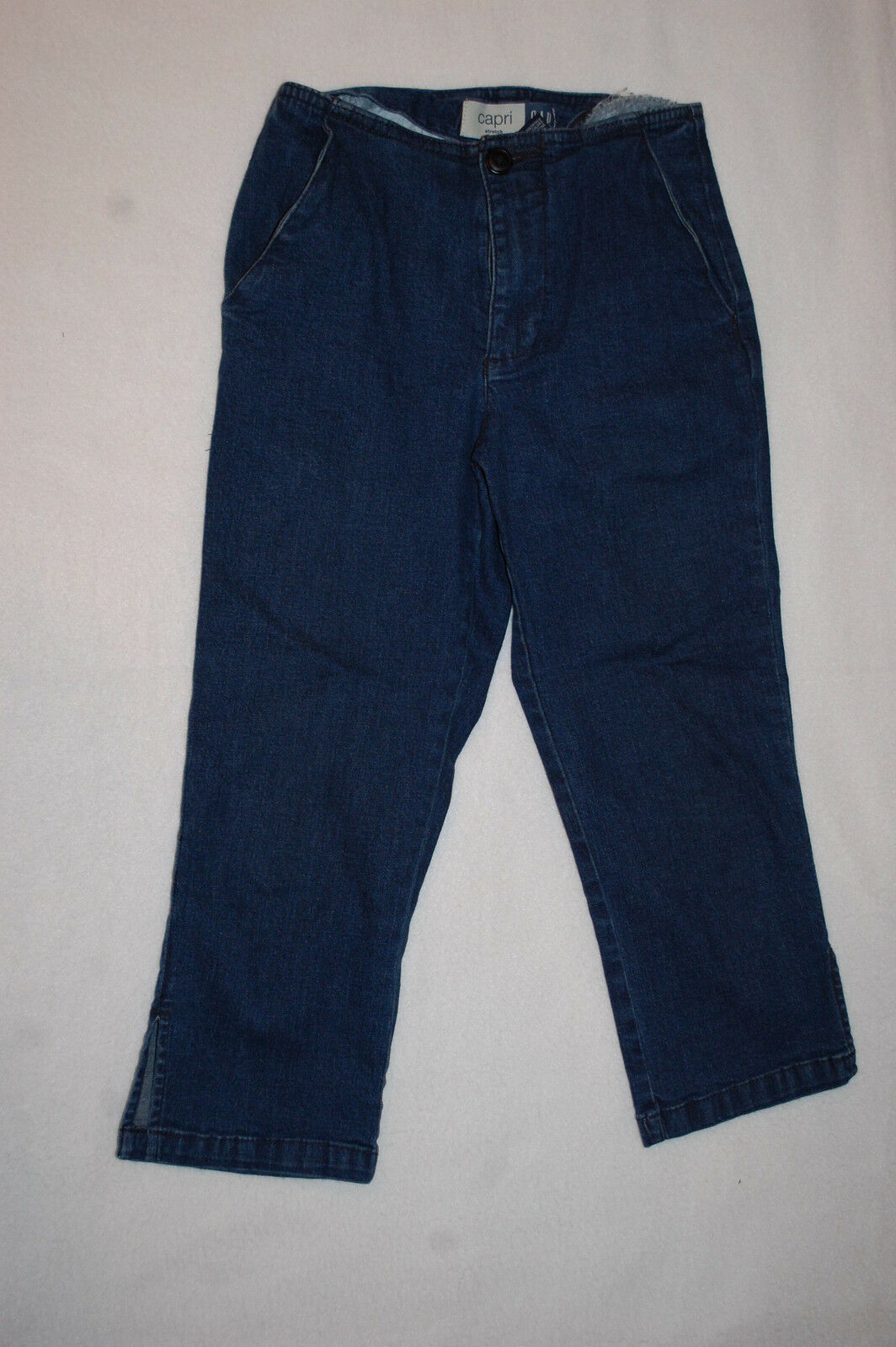 Girls Gap Stretch Capris Tailored Look Dark Blue Denim Cropped Jeans 12 Slim