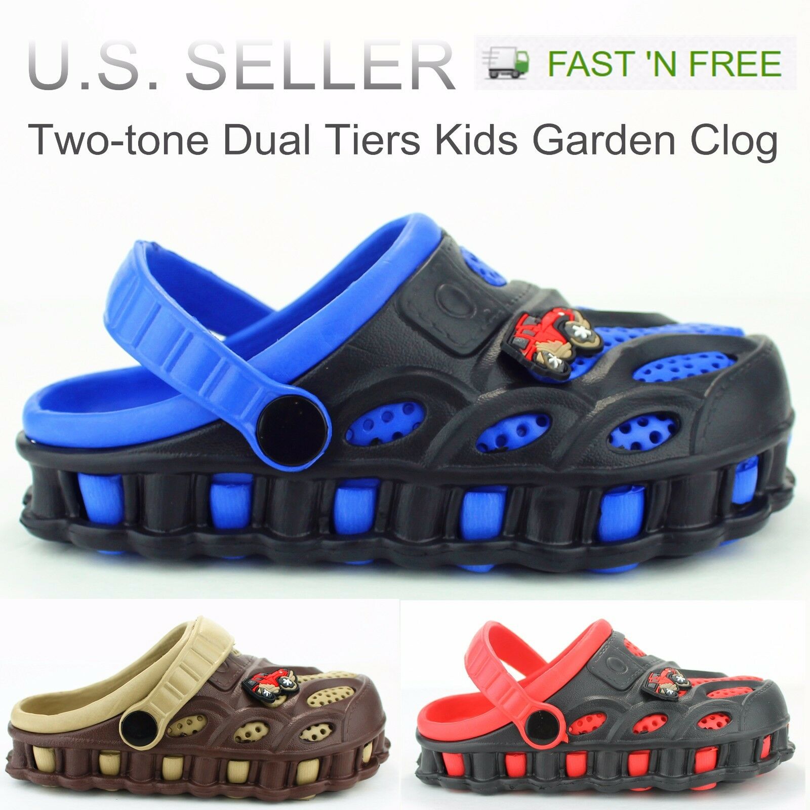 Garden Clogs Shoes For Boys Kids Toddler Slip-on Casual Two-tone Slipper Sandals