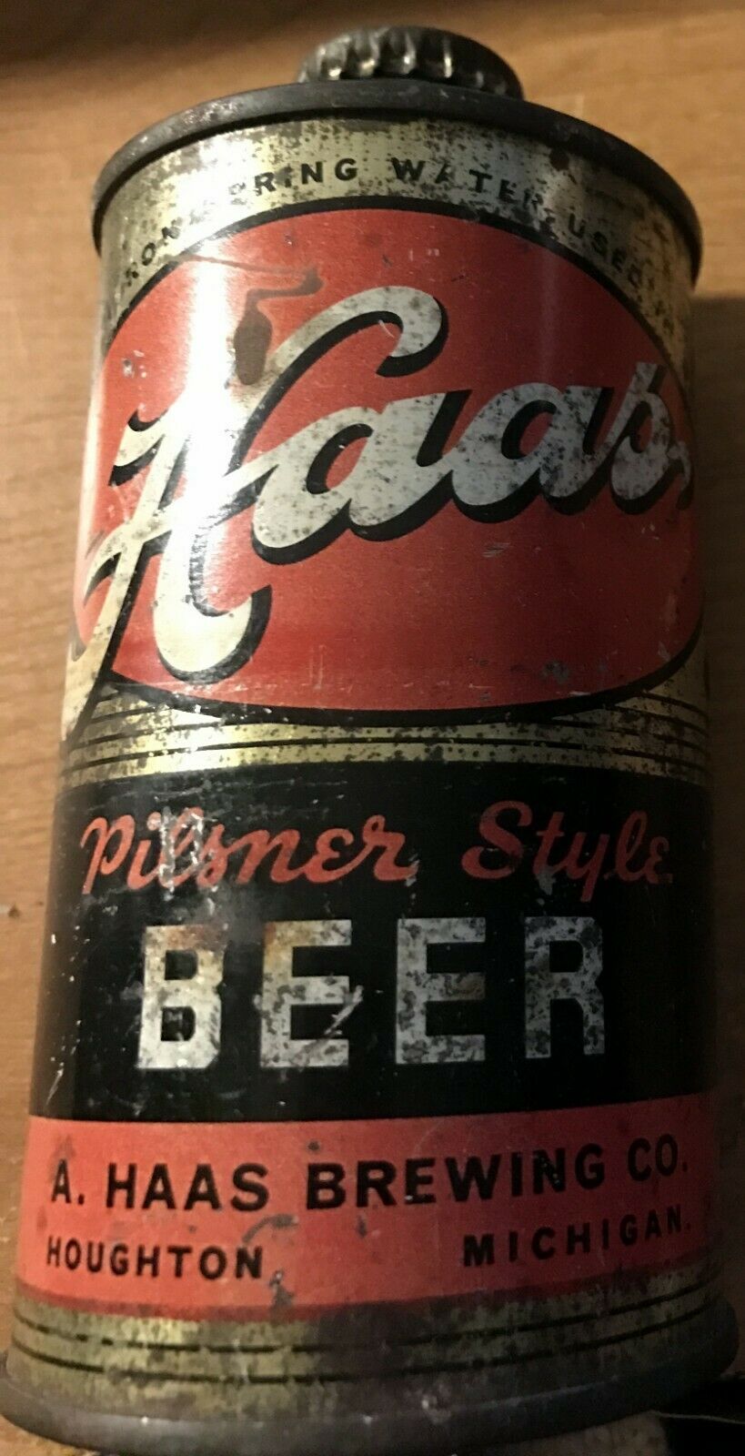 A Haas Brewing Co Empty 12 Oz Beer Can
