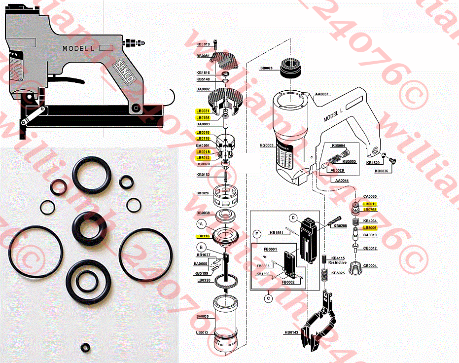 Senco Stapler Nailer L Model O Ring Rebuild Kit