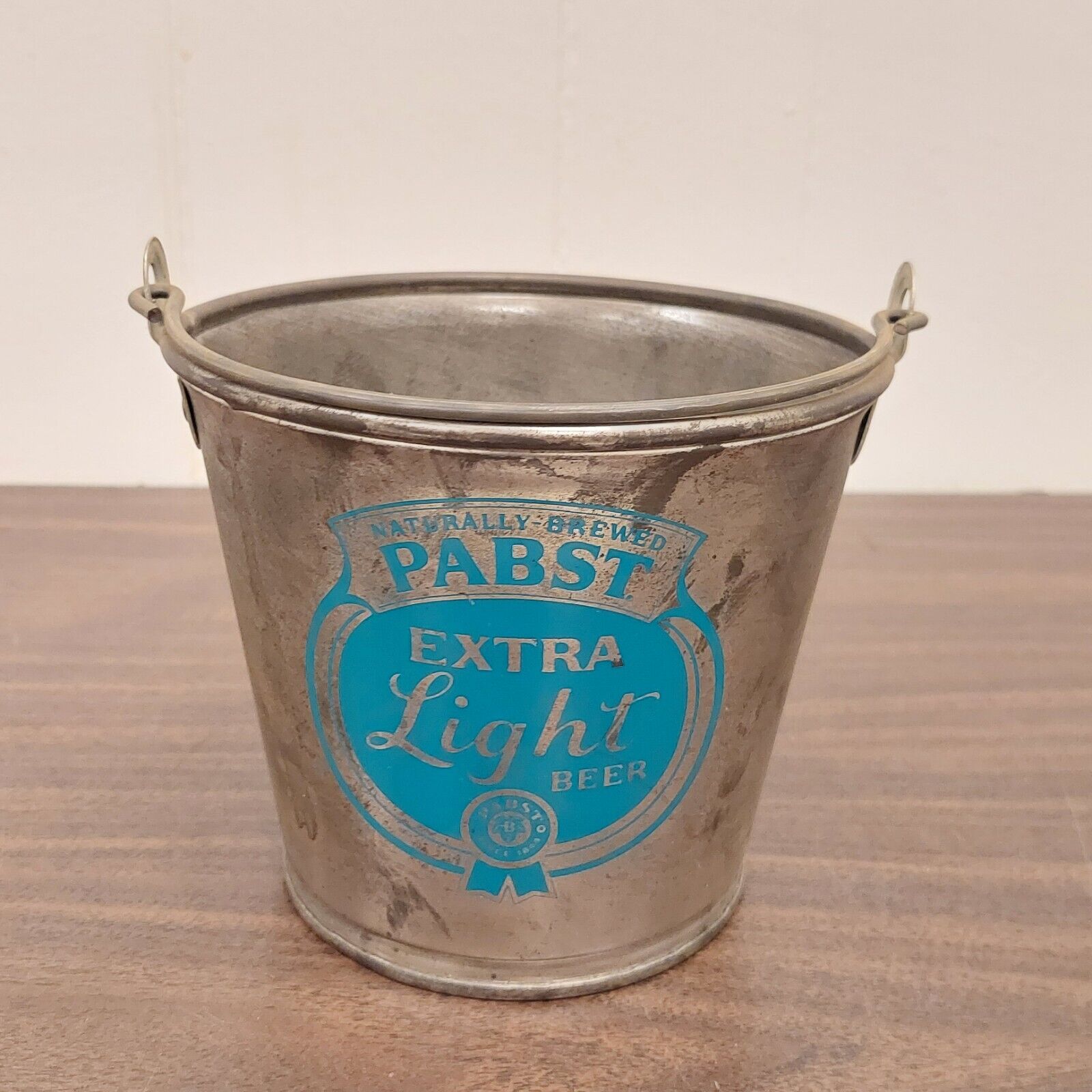 Vintage Pabst Extra Light Beer Bucket Rare Galvanized Small Man Cave Bar Pub