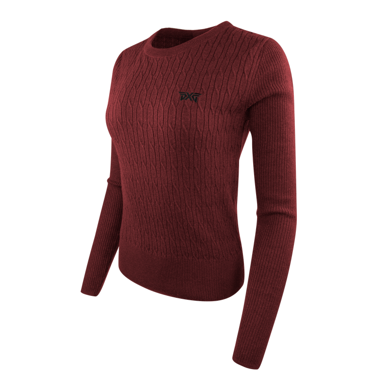 Pxg Women's Cable Knit Crew Neck Sweater