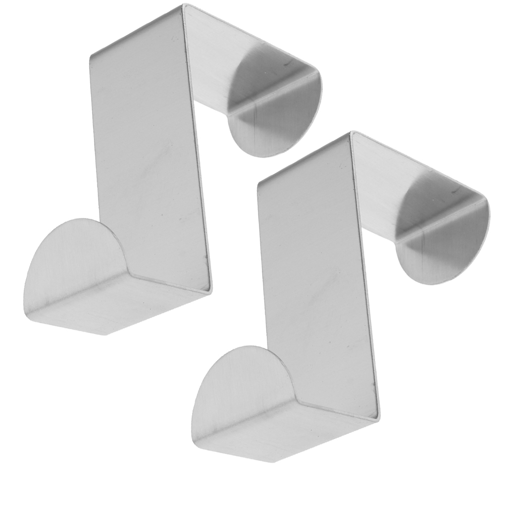 2pcs Over The Door Hooks Stainless Steel Metal Hanger Z-shape Reversible