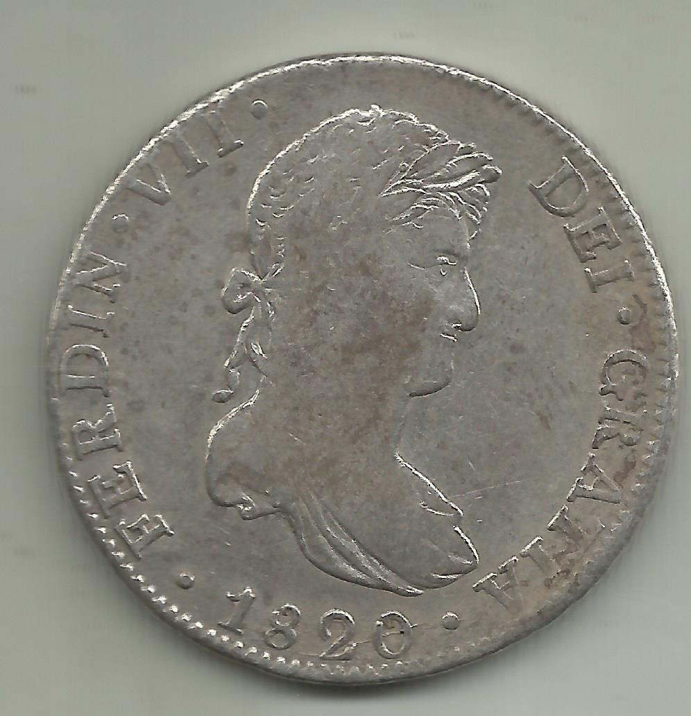 Spain 8 Reales 1820  Silver. Fernando Vii. Same In Scan. 3rw 19jun