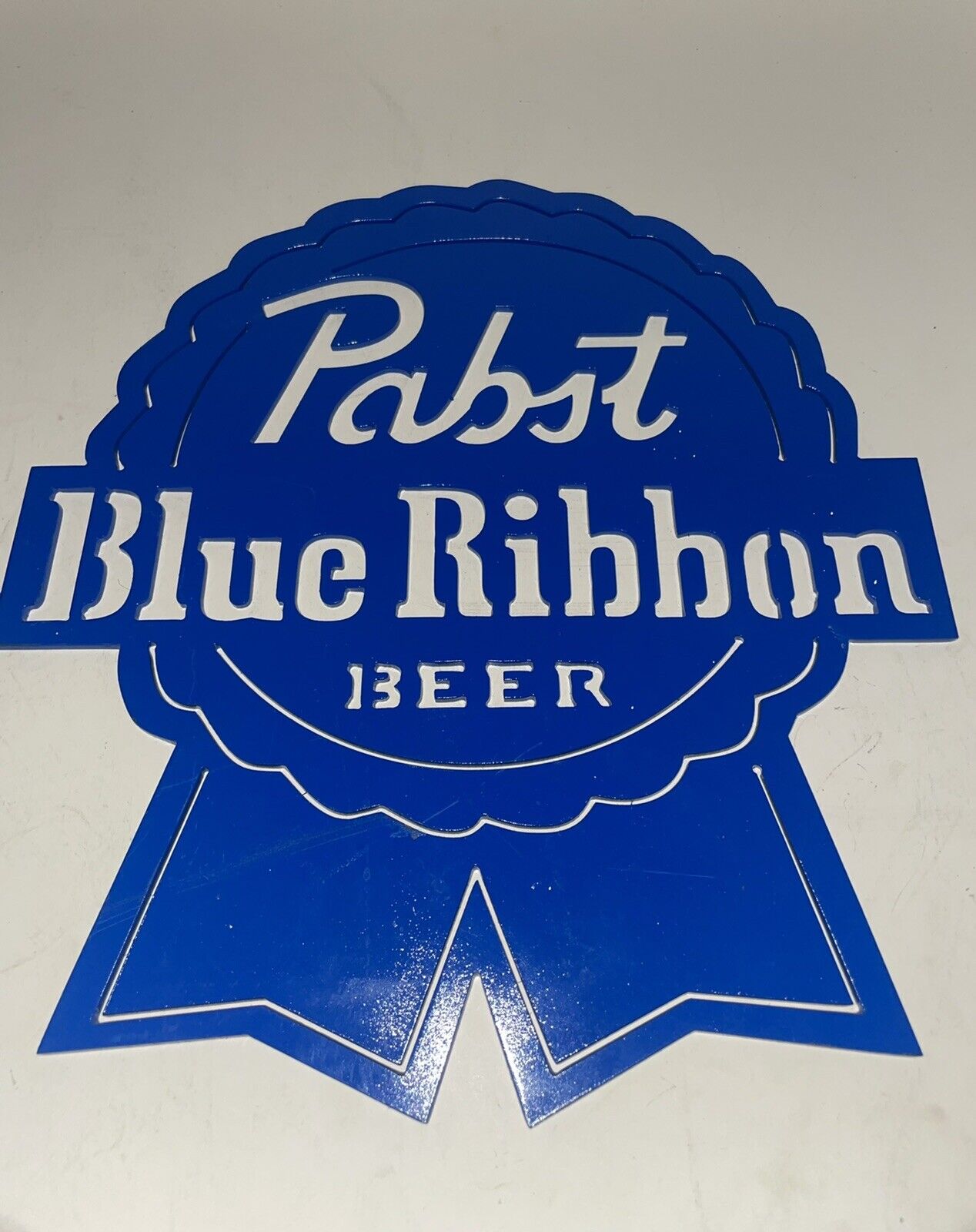 Vintage Pabst Blue Ribbon Beer Solid Metal Sign