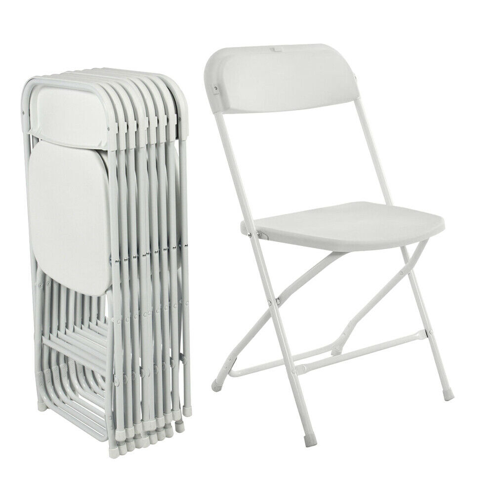 4/5x Folding Chairs Plastic White/black Stackable Lightweight Commercial Wedding