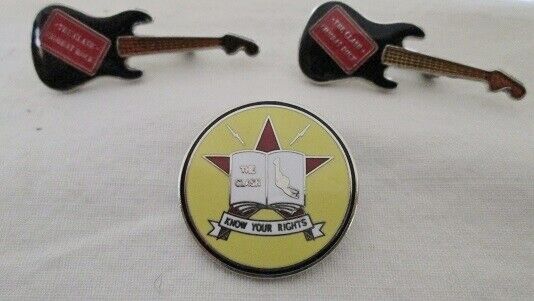 The Clash Know Your Rights Pin, Combat Rock Guitar Pins, Lot Of 3 Pins