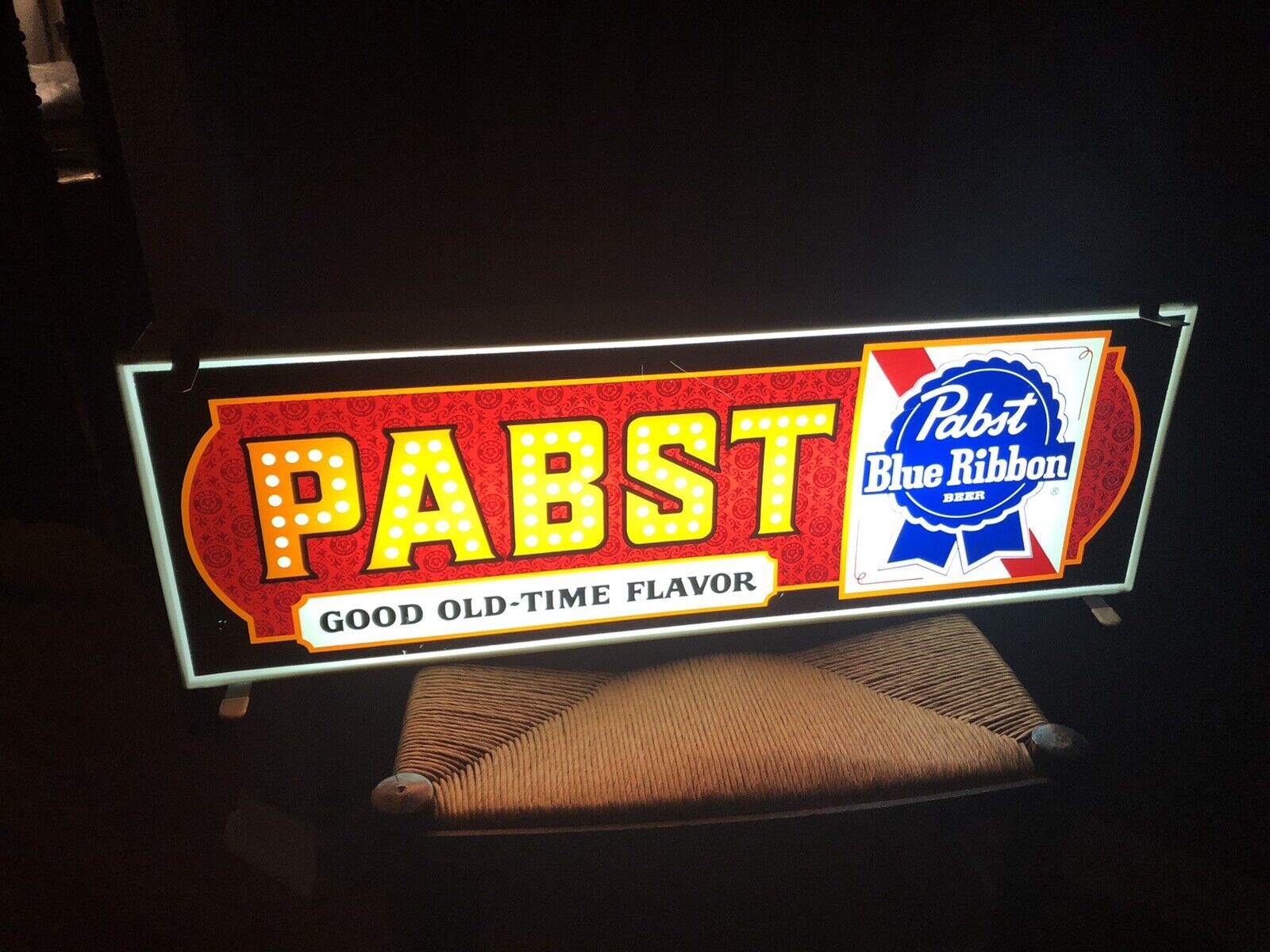 Vintage Pbr Advertising Pabst Blue Ribbon Beer Good Old Time Flavor Lighted Sign