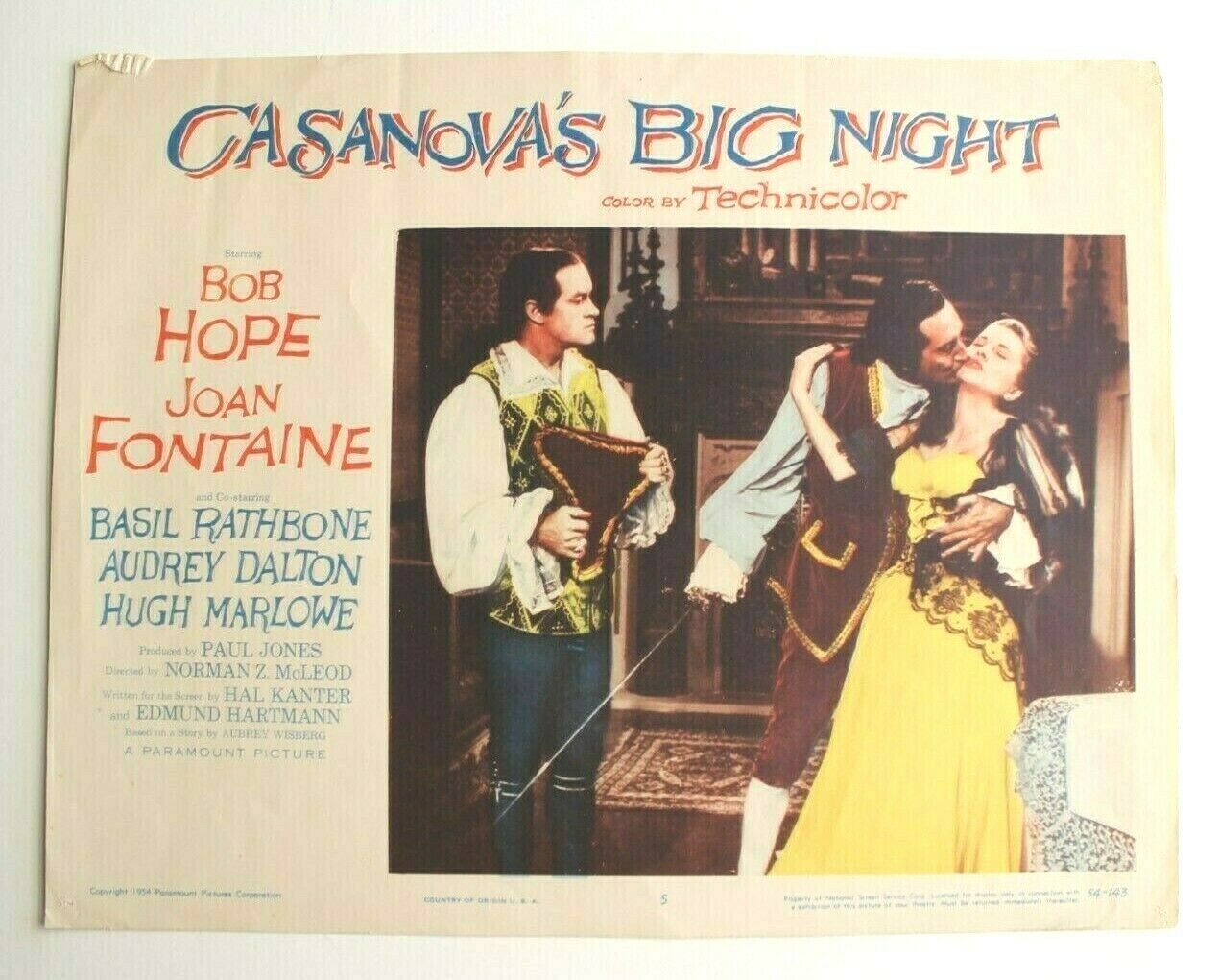 Bob Hope Casanova's Big Night - Original 11x14 Lobby Card / Movie Poster - 1954