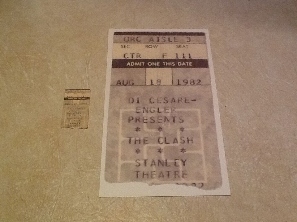 Rare Vintage Clash Poster 12 X 9 Inches &  Ticket Clash 1982 1st Usa Tour Lot