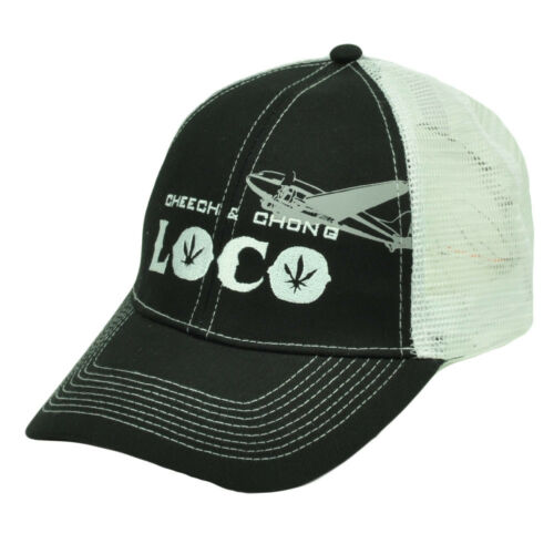 Cheech Chong Loco Marijuana Weed Mesh Black White Trucker Hat Cap Snapback