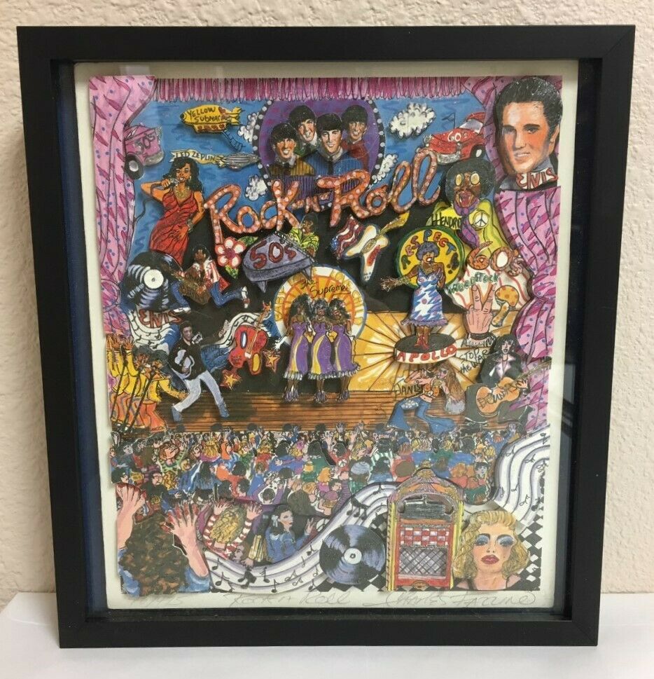 Charles Fazzino 3d Serigraph Rock N Roll 1990 Signed 46/475  *hollywood Posters*