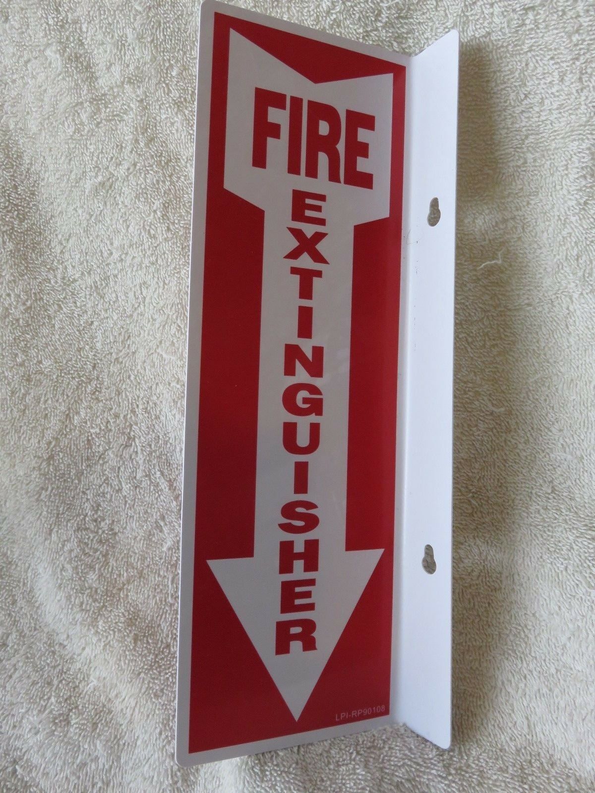 (1-sign) 4" X 12 Rigid Plastic 90* Angle Fire Extinguisher Arrow Sign New
