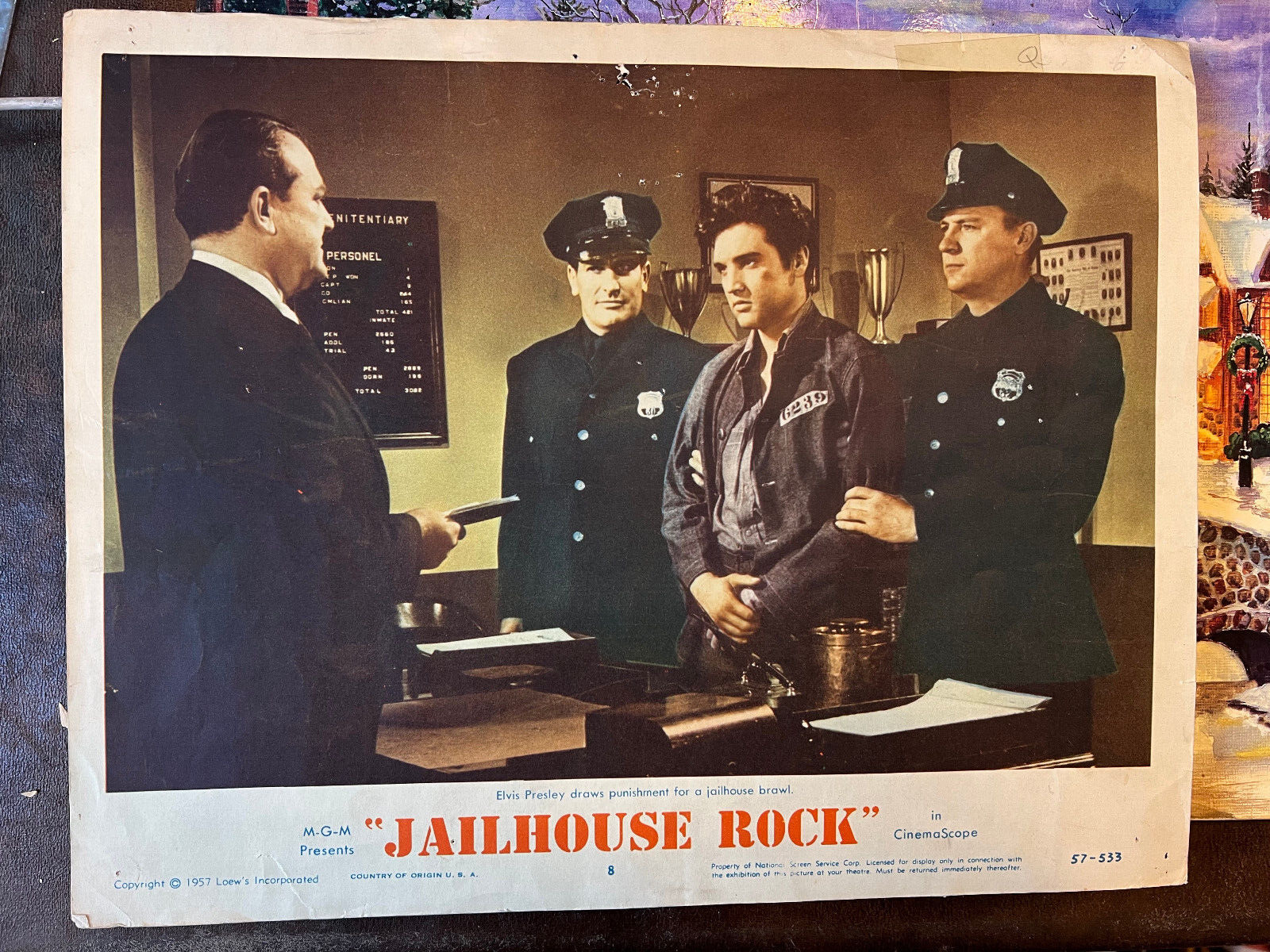 Jailhouse Rock 1957 Mgm 11x14" Musical Lobby Card Elvis Presley In Jail