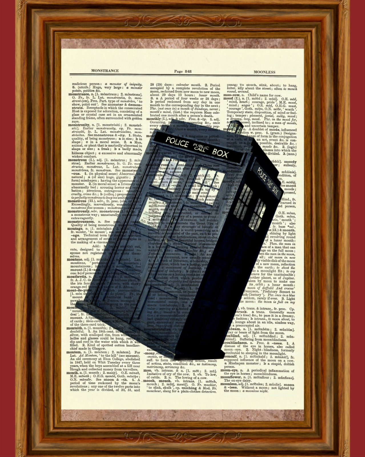Tardis Phone Booth Dr. Who Dictionary Art Print Book Page Gift