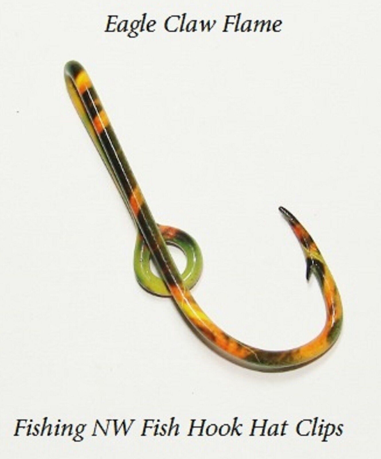 "1" Flame Colored Special Graphic Edition Fish Hook Hat Clip / Pin