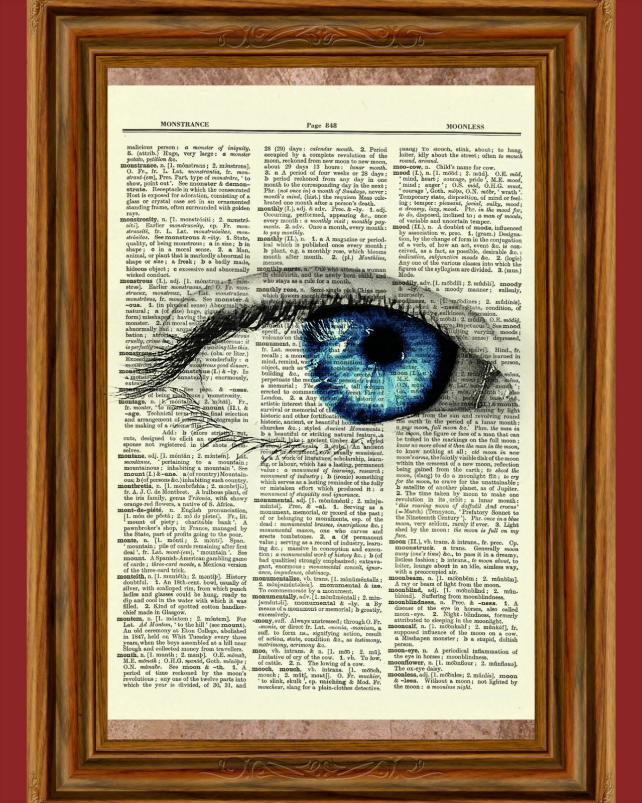 Surreal Eye Dictionary Picture Art Print Poster Blue Iris Ball Vision Science