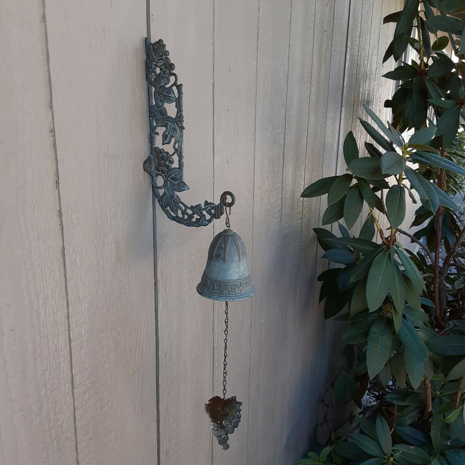Vintage Brass Wall Mounted Hanging Bell Heavy Patina , Old