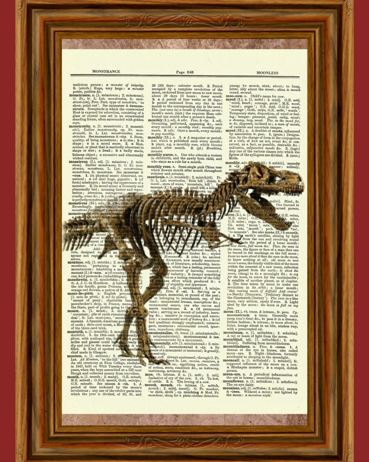 Tyrannosaurus Rex Bones Dictionary Picture Art Print Dinosaur Poster T Rex