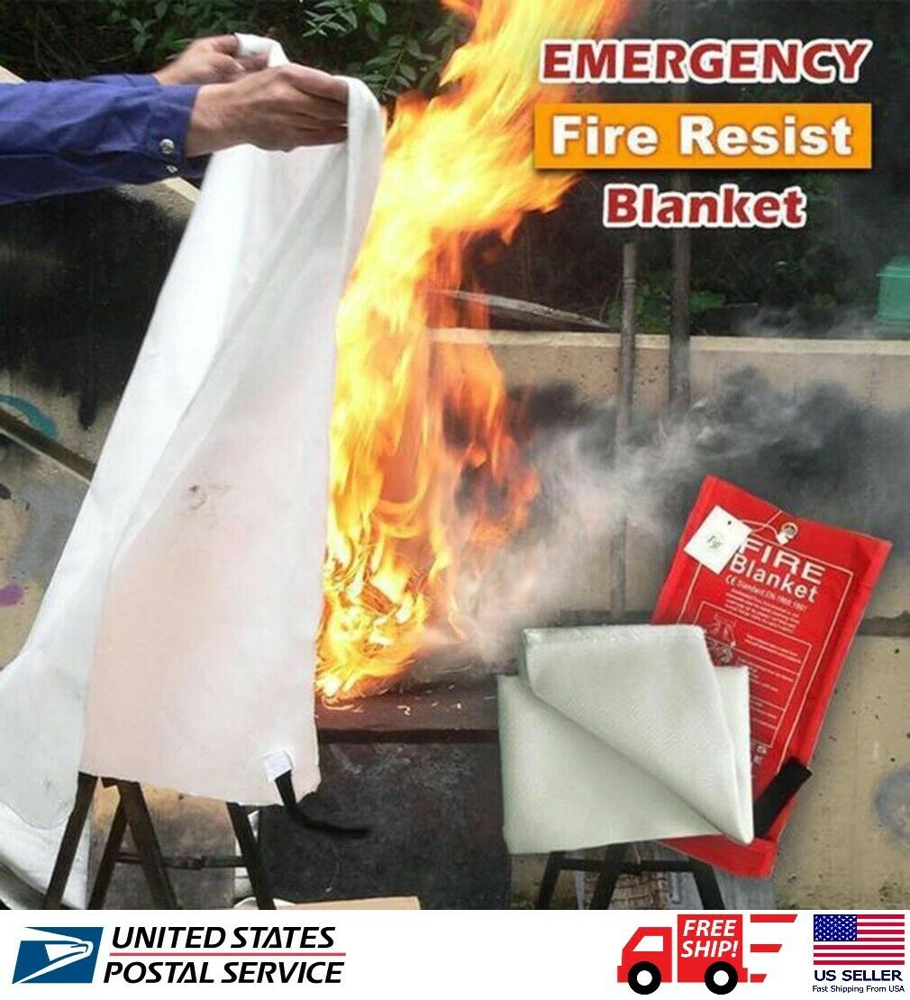 1m² Emergency Fire Blanket Quick Release In Case For Home Office Car Us Stock