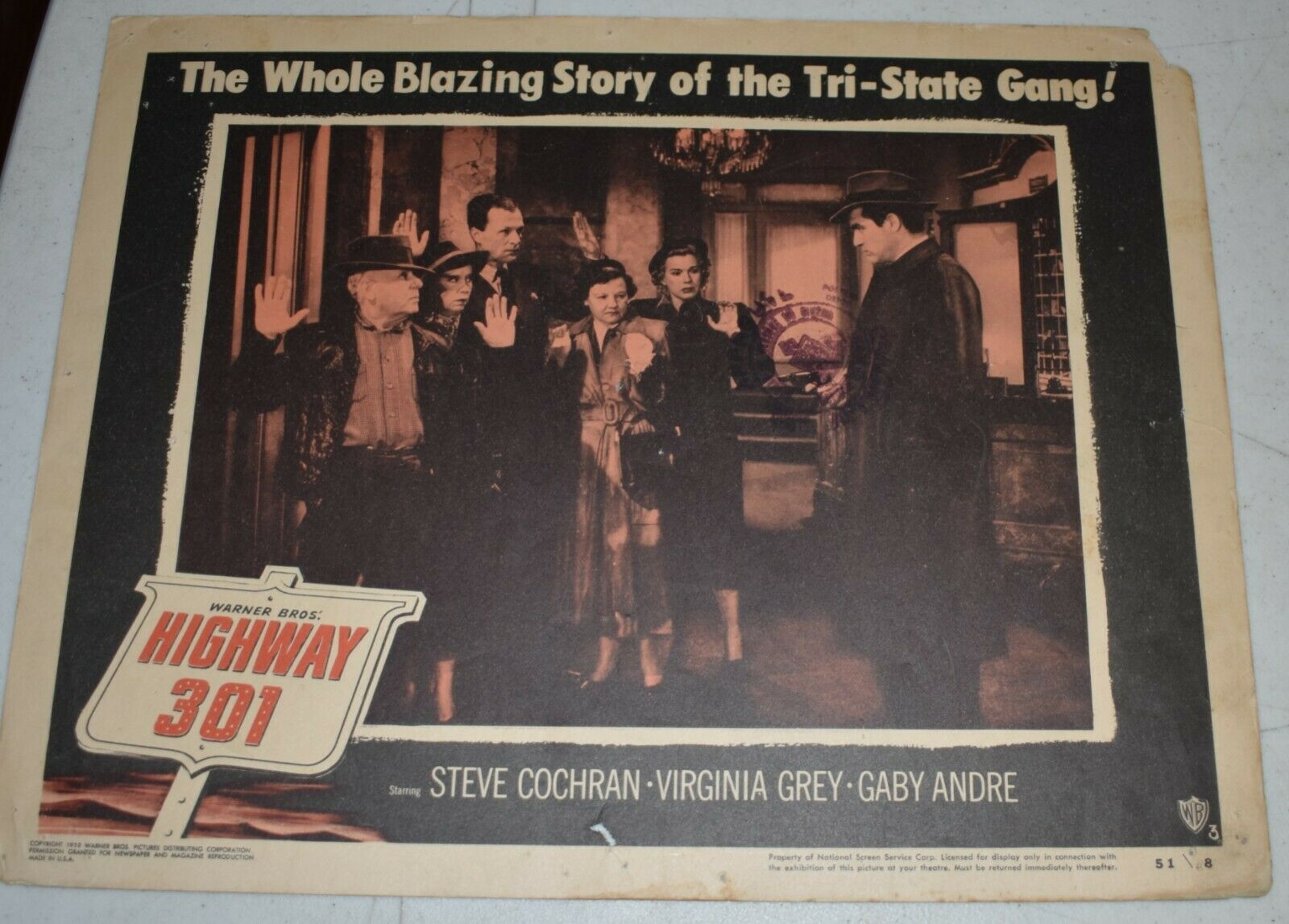 Highway 301  Crime Noir 1951 Nss Lobby Card #3 * Stamped * Original Movie Poster