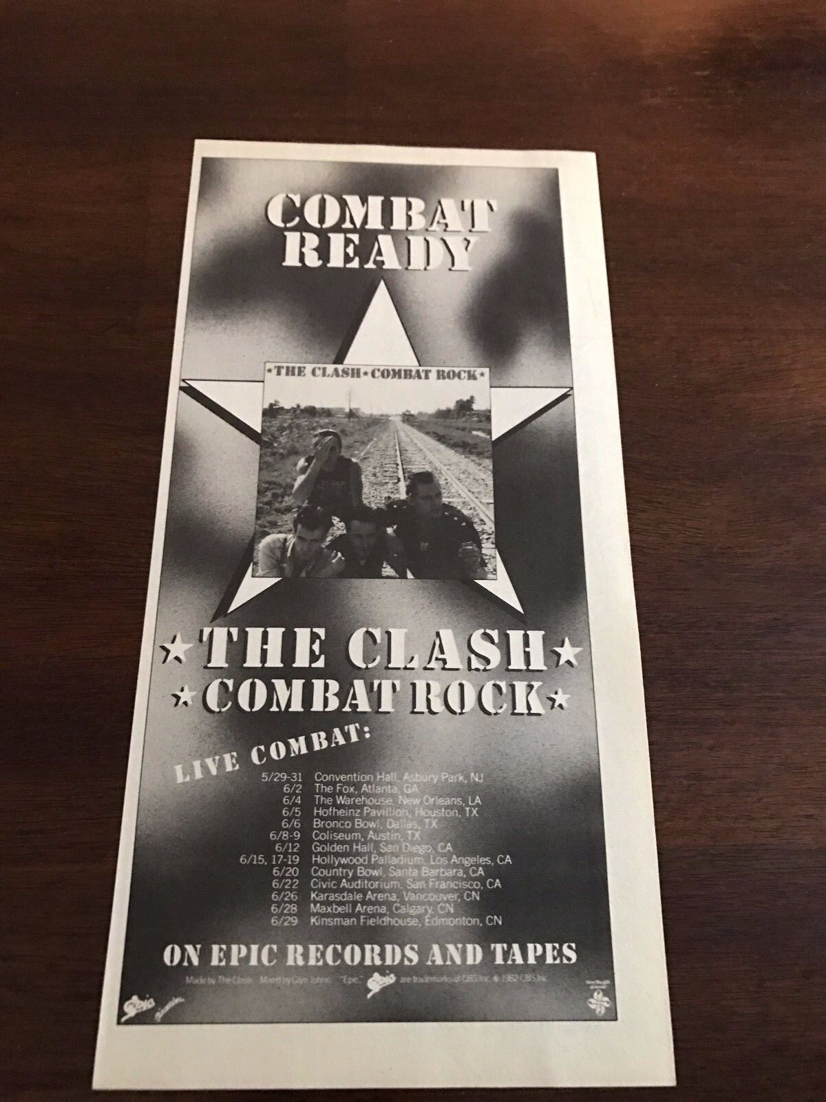 1982 Vintage 5x11 Promo Print Ad For The Clash Album Combat Rock With Tour Dates