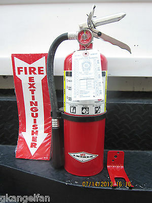 Quality 5lb  Abc Fire Extinguisher W/2021 Certification Tag, Wall Bracket & Sign