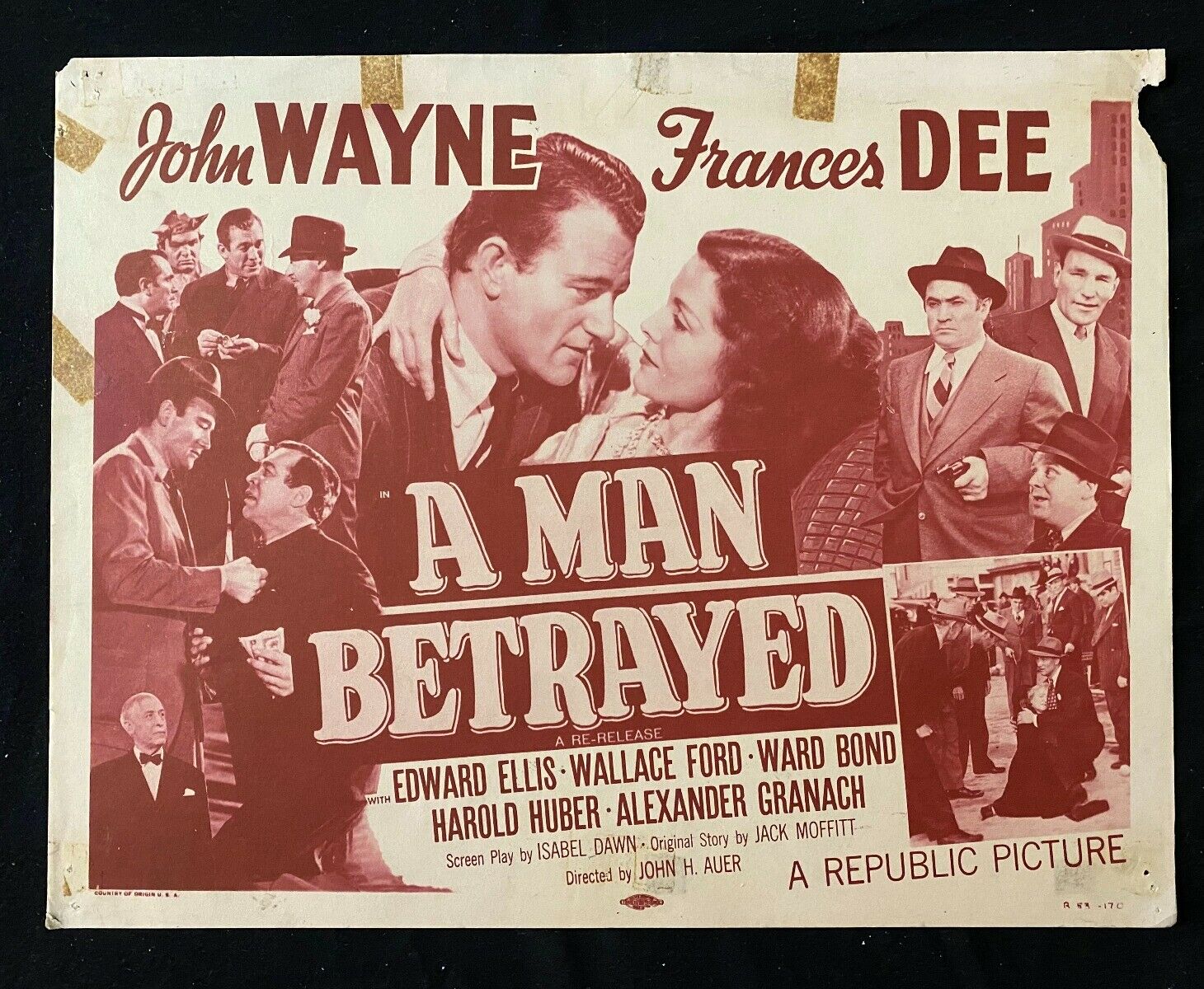 A Man Betrayed 11"x14" Lobby Card -john Wayne -1953 Rerelease