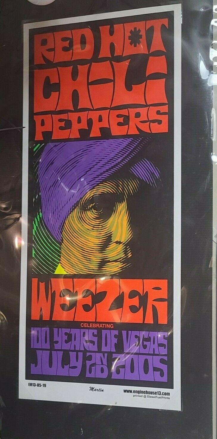 Red Hot Chili Peppers Concert Promo Poster Designed By Mike Martin Blacklight Ra