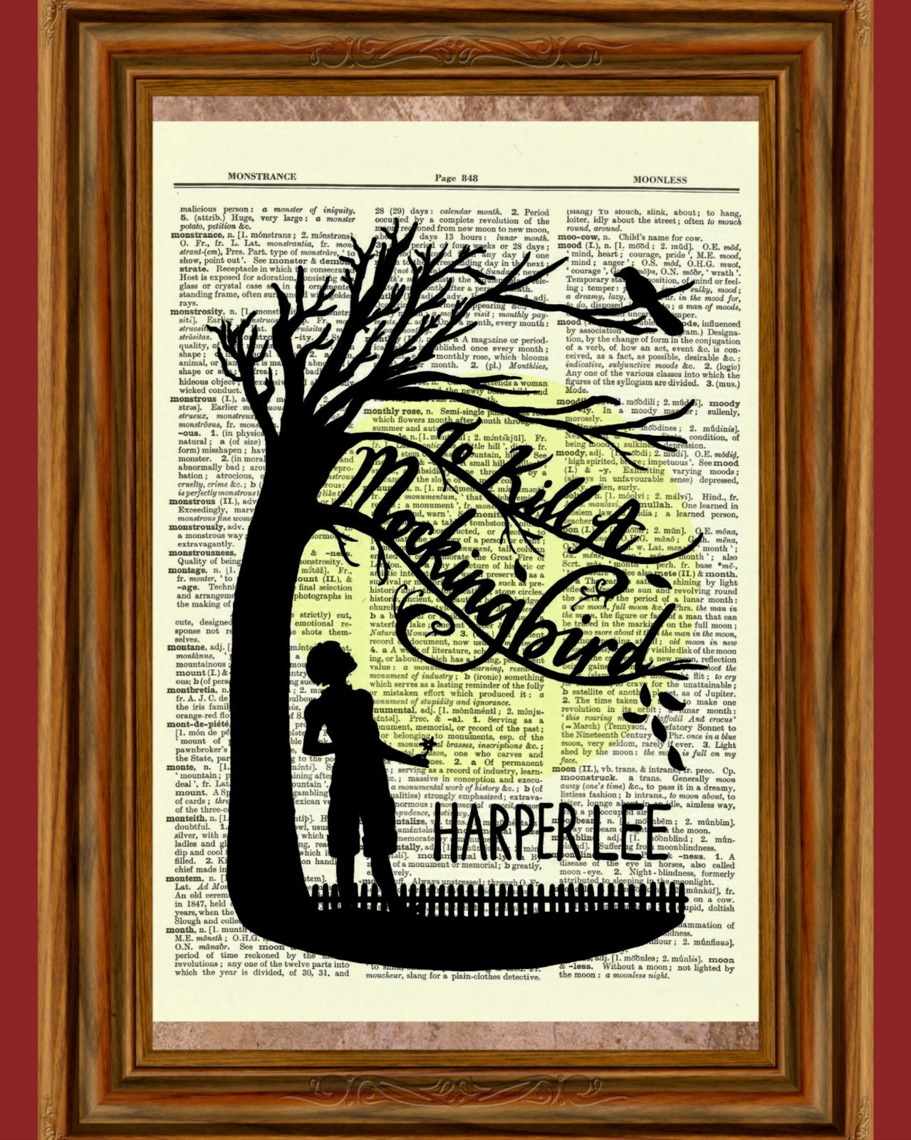 To Kill A Mockingbird Harper Lee Dictionary Art Print Book Picture Poster