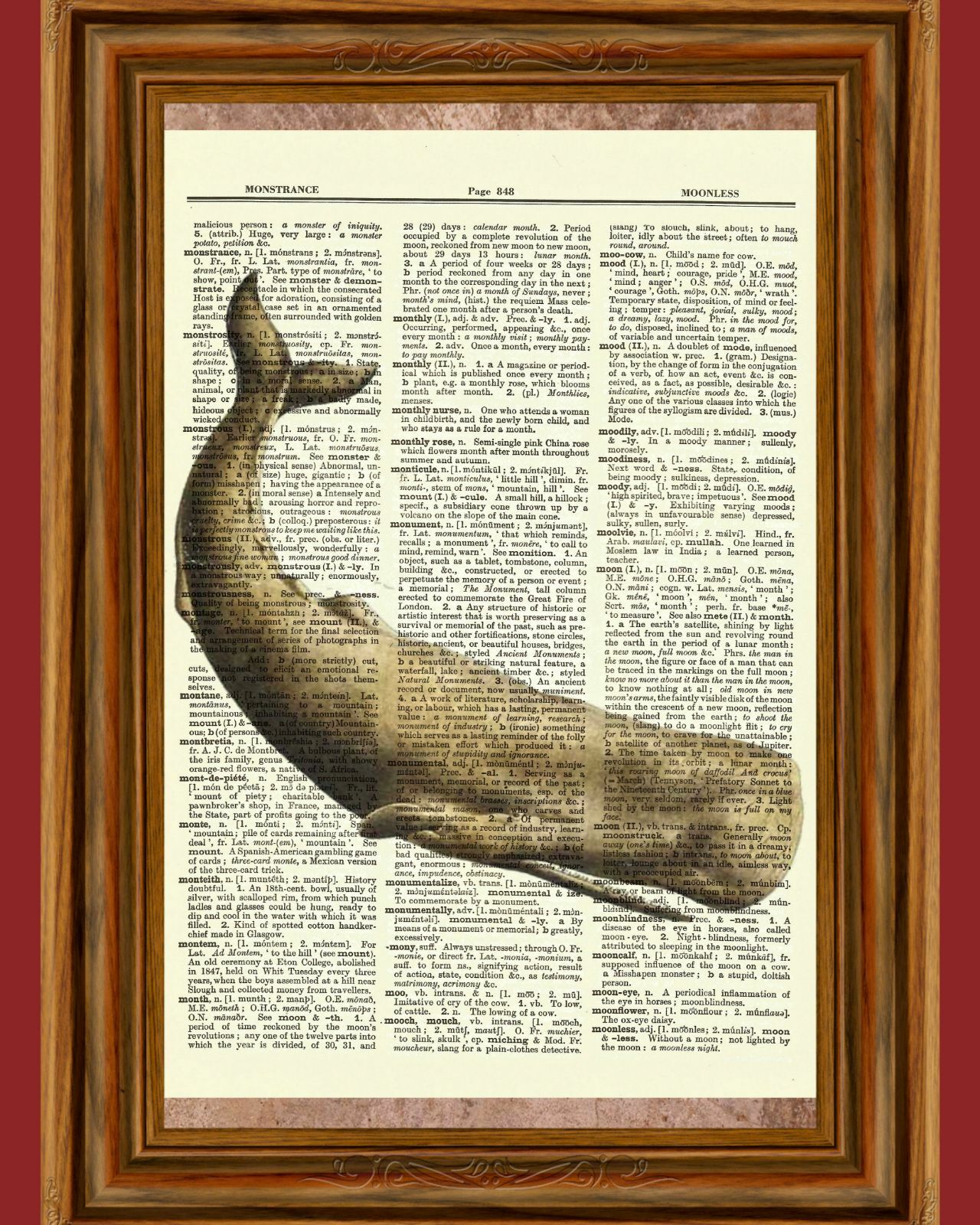 Whale Dictionary Art Print Picture Book Nautical Ocean Sperm Water Reef Poster