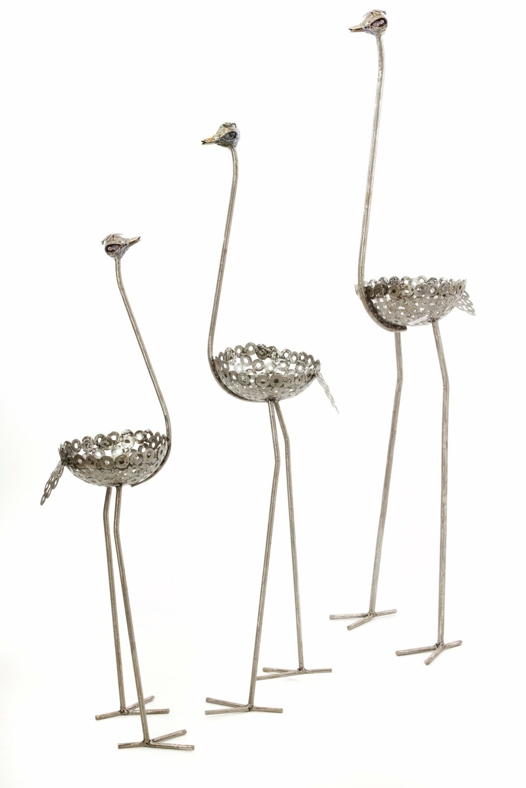 Tall Recycled Metal Ostrich Planters Fair Trade Made In Kenya, Africa