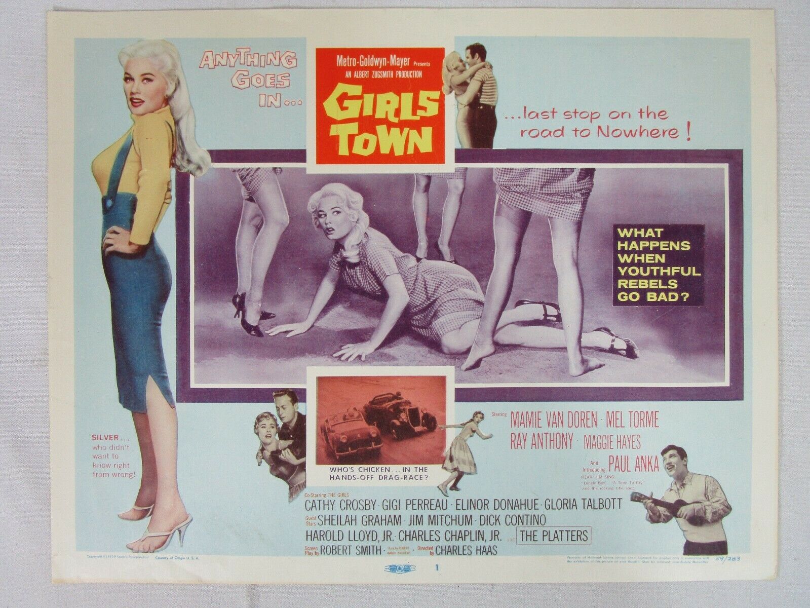 Girls Town 1959 Lobby Card Set Mamie Van Doren Paul Anka Mel Torme Bad Girl