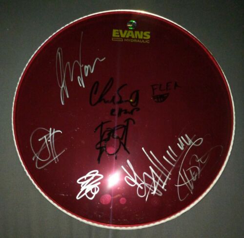 Red Hot Chili Peppers Hand Signed Drum Head Coa Dave Navarro, Chad Smith