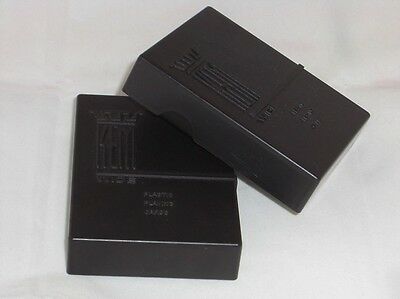(2) Two Vintage Kem Black Plastic Card Cases Empty Wide Poker Width